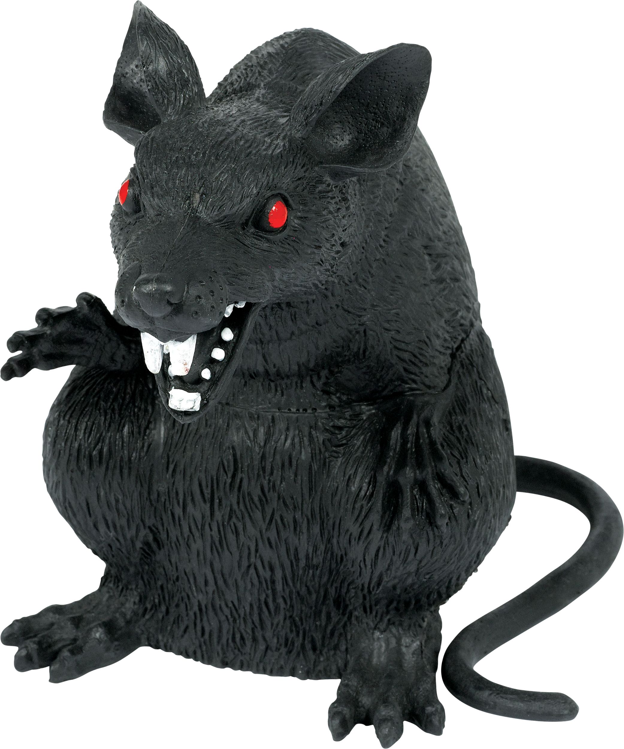 Evil Rat Prop, Black, 7-in, Indoor/Outdoor Decoration for Halloween Front_Angled_Left