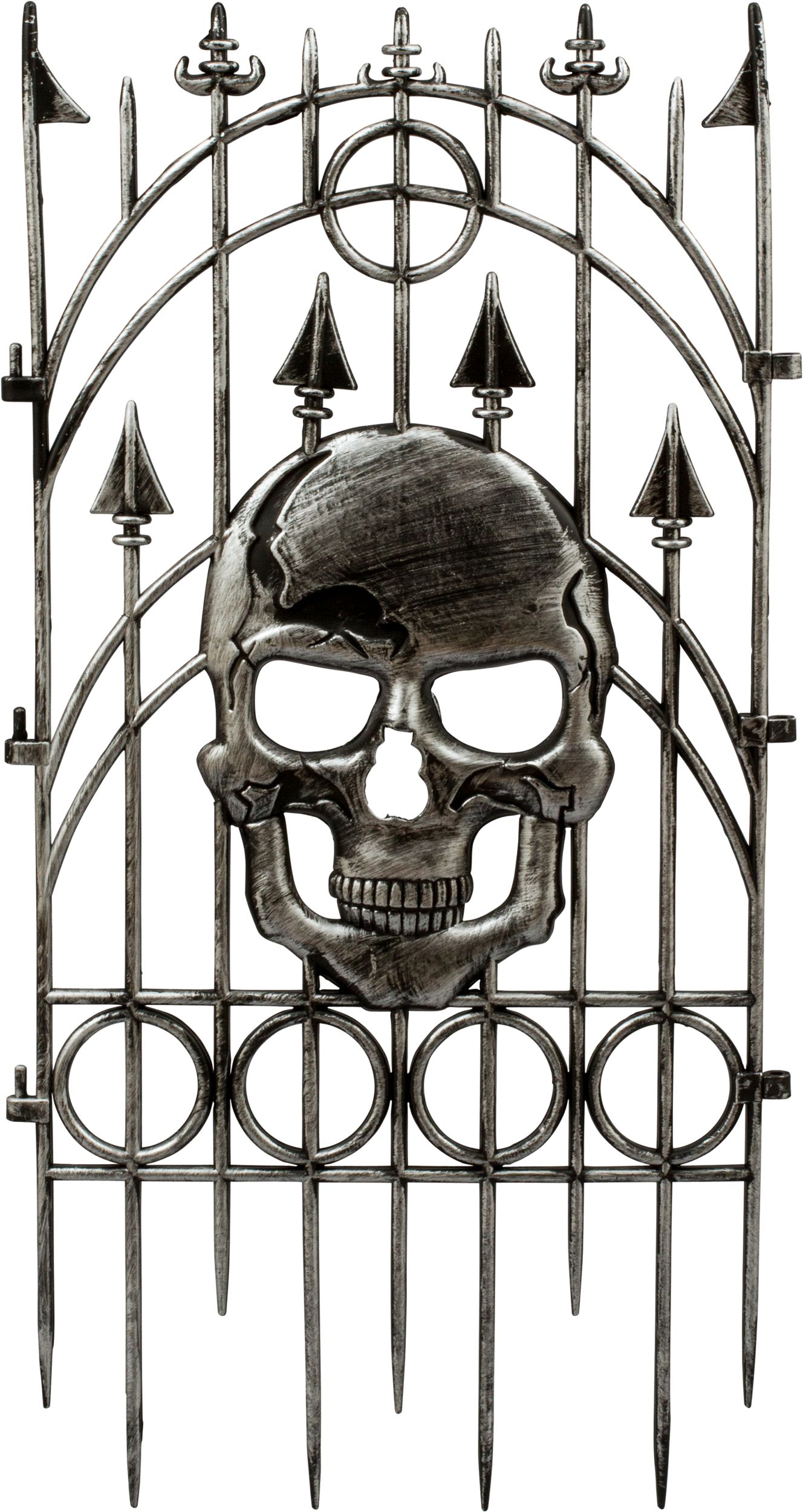 Skull Interlocking Fences, Silver, 30-in, 2-pk, Outdoor Decoration for Halloween Front_Flat