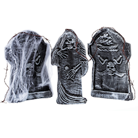Accessoires de cimetière avec os, fil barbelé et pierres tombales, gris, 16 po, paq. 12, décorations extérieures pour l'Halloween Composite_or_Mixed