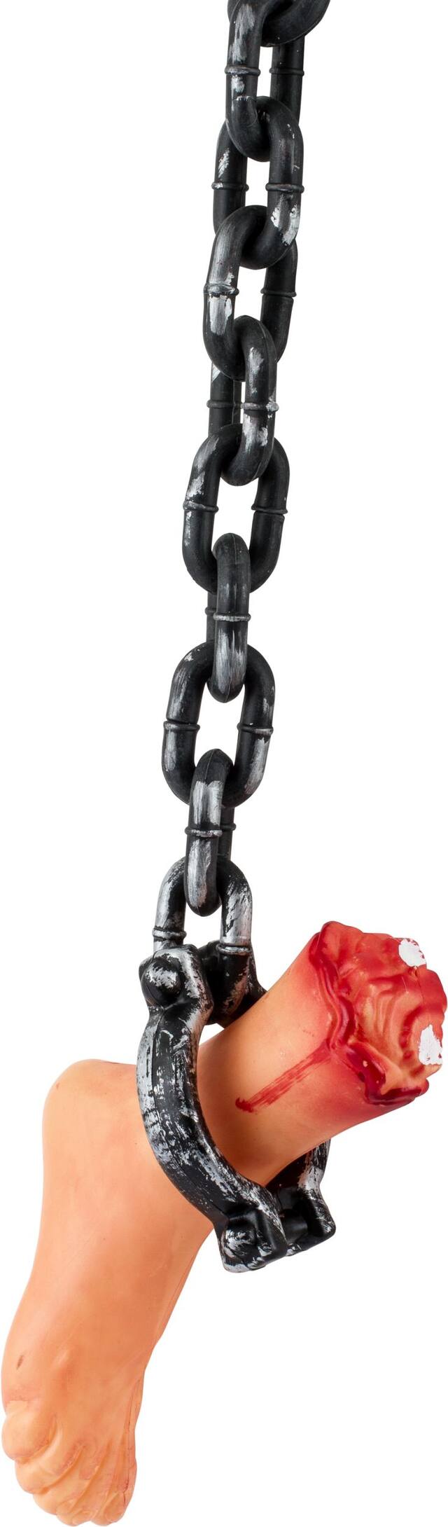 Hanging Foot on a Chain, Multi-Coloured, 19-in, Indoor/Outdoor Decoration for Halloween Front_Angled_Right
