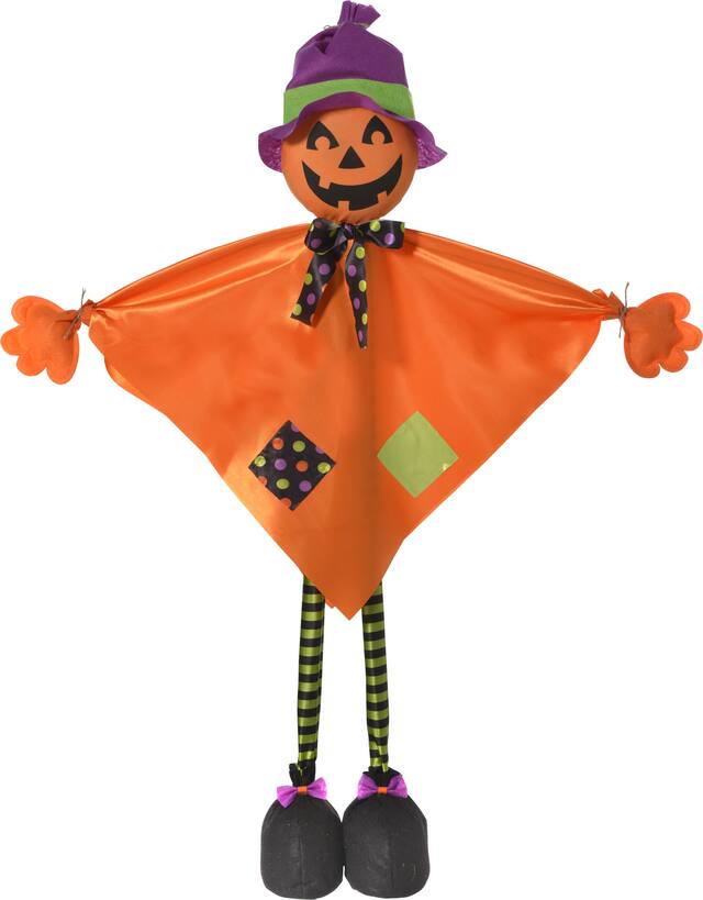 Accessoire de citrouille lanterne debout, multicolore, 37 po, décoration intérieure/extérieure pour l'Halloween Front_Flat