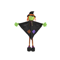 Witch Smiling Standing Witch Prop, Black/Green, 37-in, Indoor/Outdoor Decoration for Halloween Front_Flat
