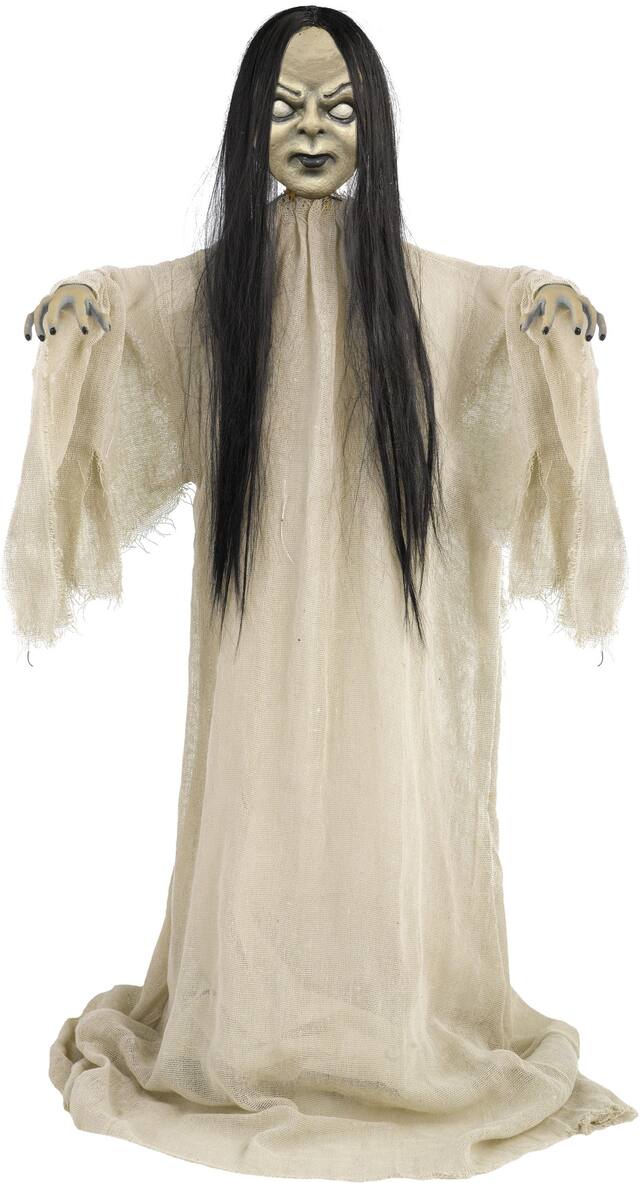 Creepy Girl Standing Doll Prop, White, 36-in, Indoor/Outdoor Decoration for Halloween Front_Flat