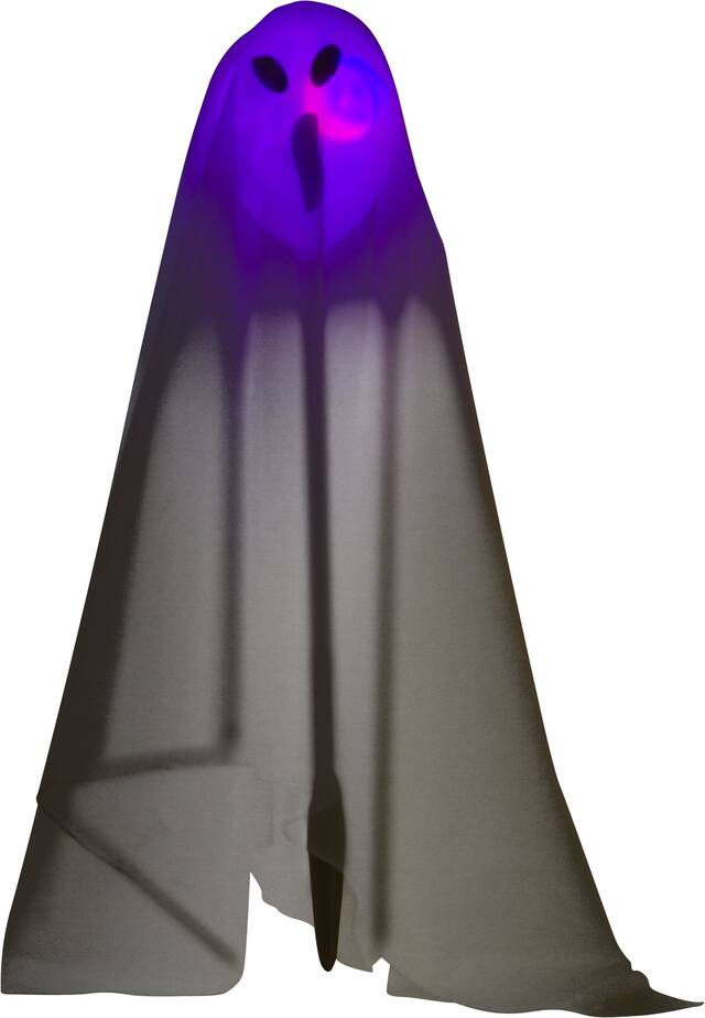 Ghost Light-Up Yard Stake, White/Purple, 15-in, 3-pk, Indoor/Outdoor Decoration for Halloween Front_Flat
