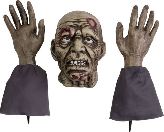 Accessoire de créatures émergeant du sol, gris, 15 po, paq. 3, décorations extérieures pour l'Halloween Composite_or_Mixed