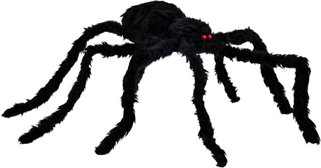 Spider Poseable Furry Prop, Black, 28-in, Indoor/Outdoor Decoration for Halloween Front_Angled_Right