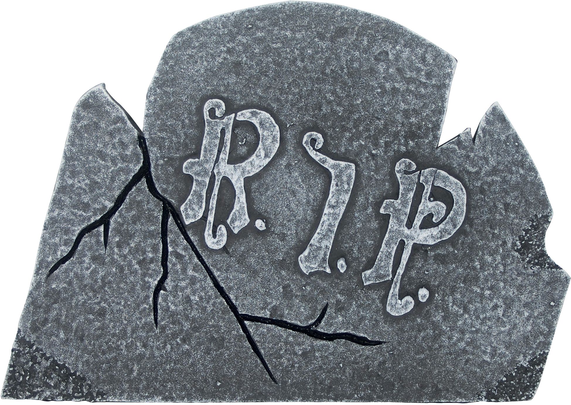 "RIP" Graveyard Tombstone with Stakes, Grey, 13.5-in, 3-pk, Outdoor Decoration for Halloween CloseUp