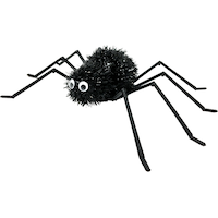 Spider Tinsel Prop, Black, 10-in, Indoor Decoration for Halloween Front_Angled_Left