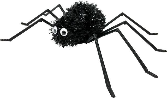 Spider Tinsel Prop, Black, 10-in, Indoor Decoration for Halloween Front_Angled_Left