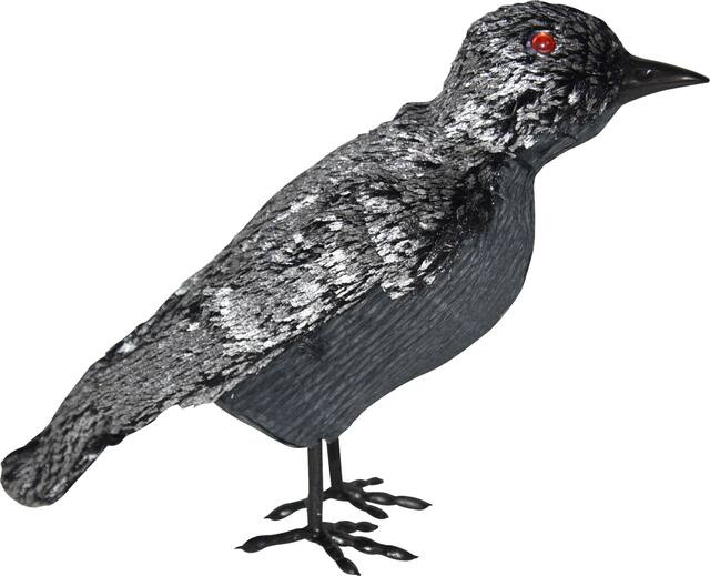 Crow Standing Bird Prop, Black, 7.5-in, Indoor/Outdoor Decoration for Halloween Side_Right