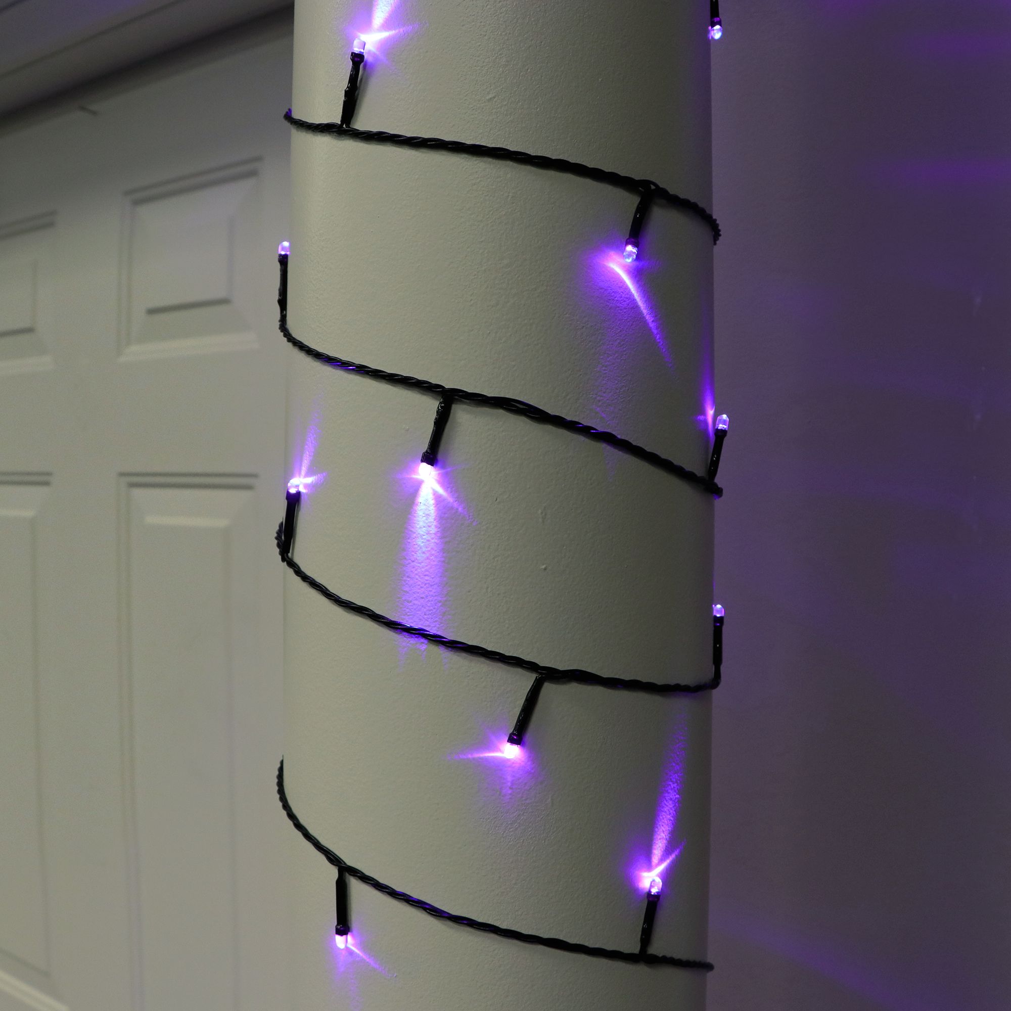 LED String Lights with 8 Functions, Orange/Purple, 41-ft, 100-pk, Indoor/Outdoor Decoration for Halloween Composite_or_Mixed