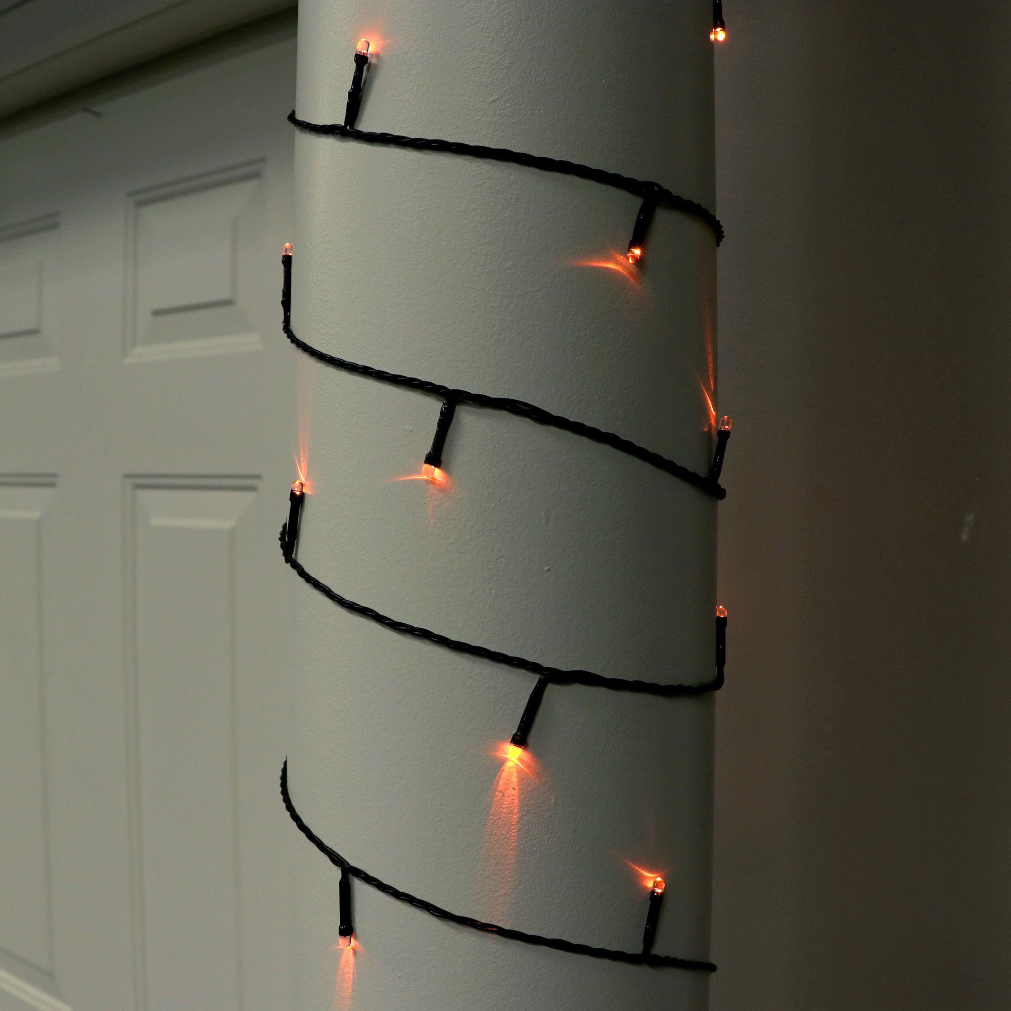 LED String Lights with 8 Functions, Orange/Purple, 41-ft, 100-pk, Indoor/Outdoor Decoration for Halloween Composite_or_Mixed