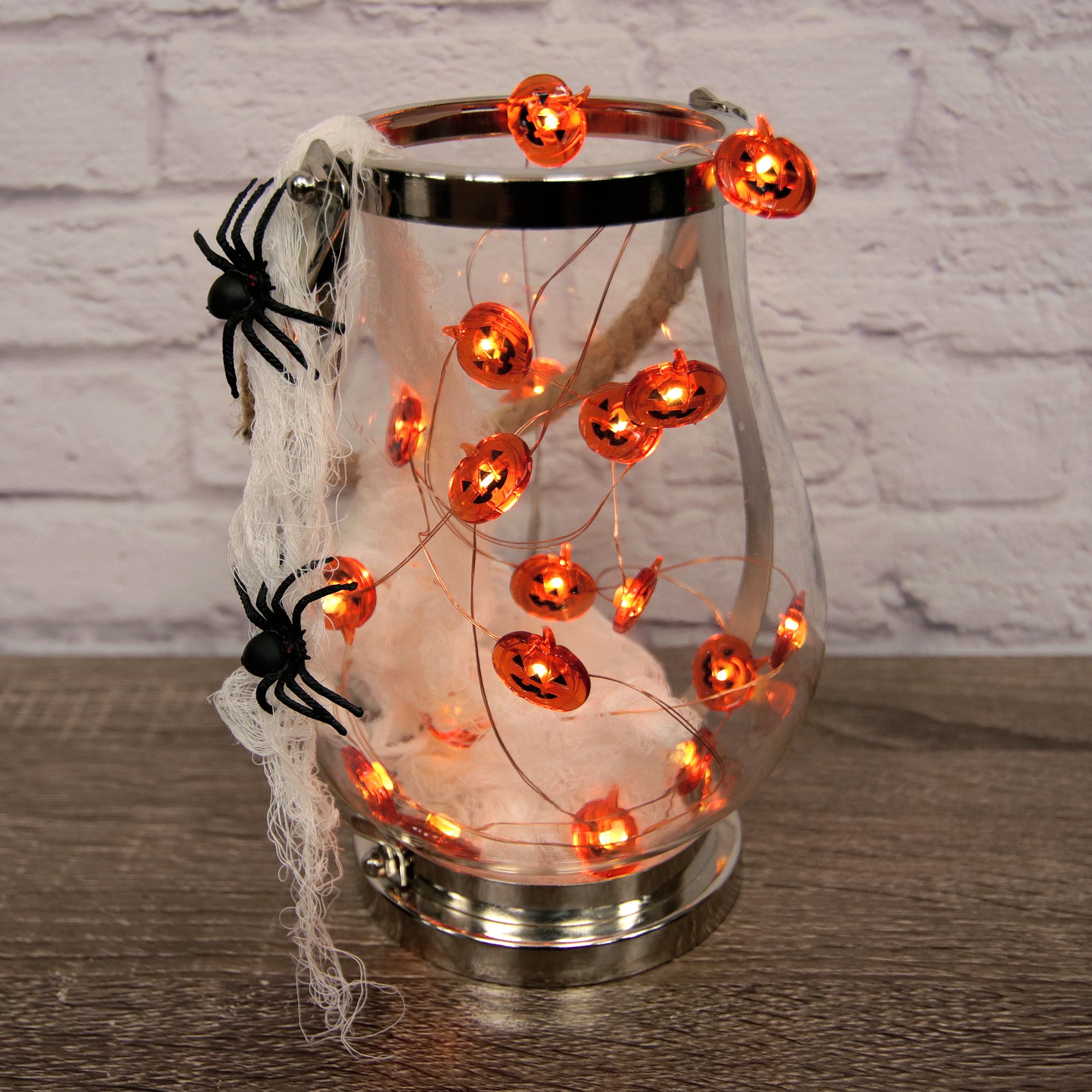 Jack-O'-Lantern LED Fairy Pumpkin String Lights, Orange, 7.5-in, 20-pk, Indoor/Outdoor Decoration for Halloween Front_Elevated