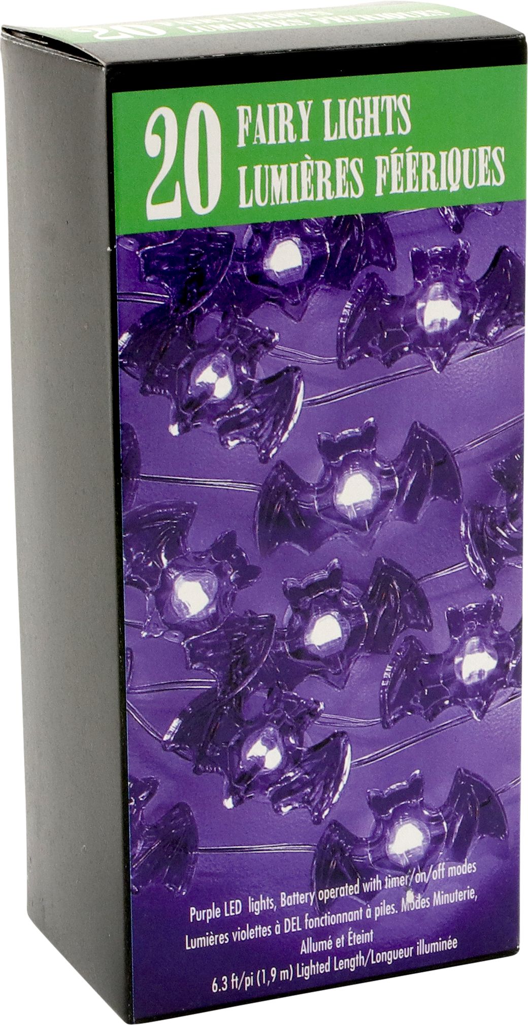 Bat String Lights, Purple Front_Angled_Right