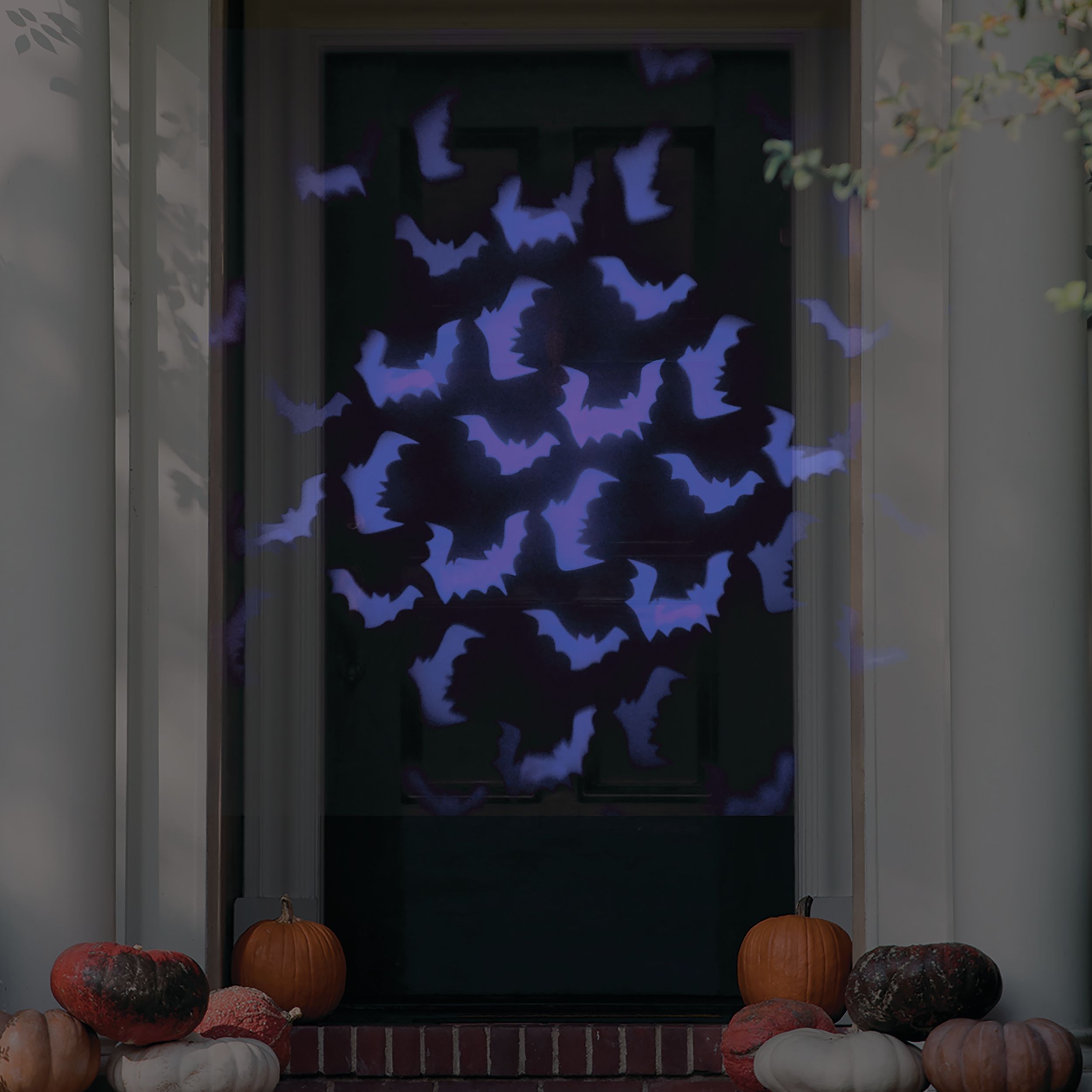 Bat LED Projector, Purple, 7-in, Indoor/Outdoor Decoration for Halloween Front_Flat