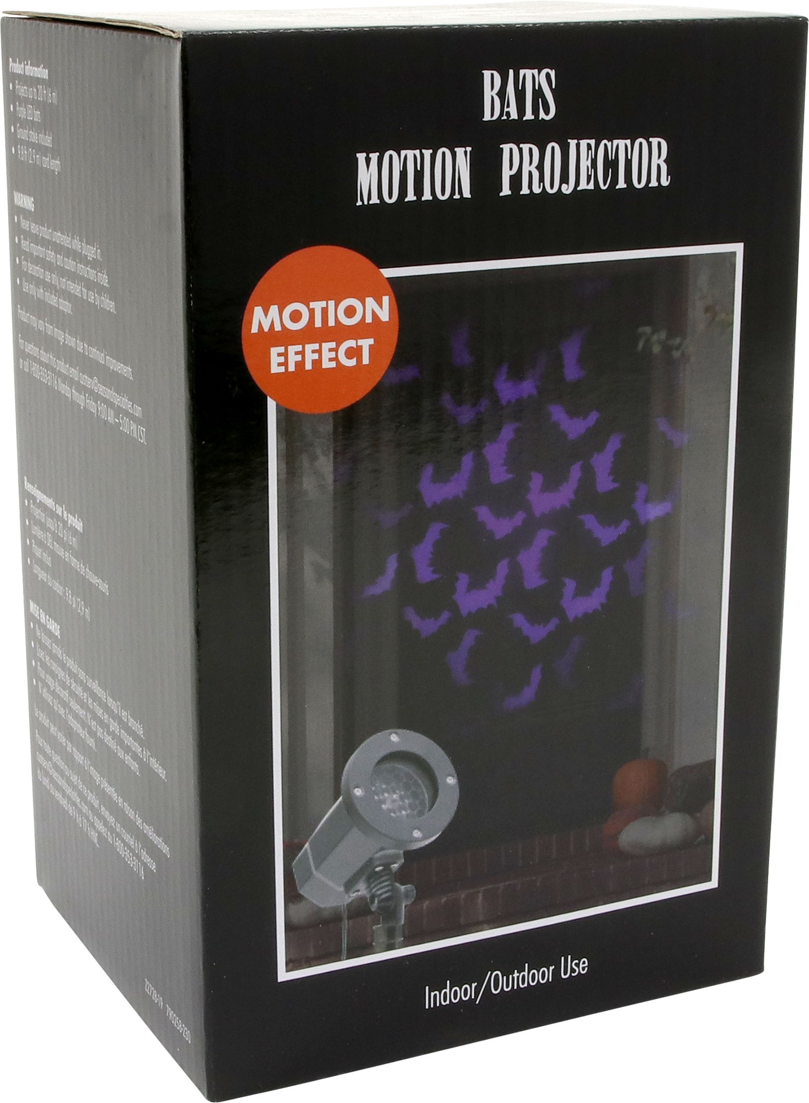 Bat LED Projector, Purple, 7-in, Indoor/Outdoor Decoration for Halloween Front_Angled_Right