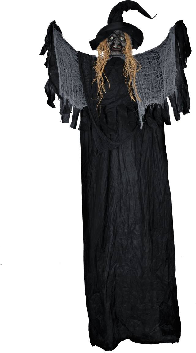 Witch Light-Up Hanging Prop with Batteries, Black, 9-ft, Indoor/Outdoor Decoration for Halloween Front_Flat