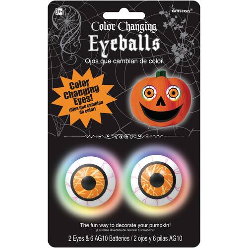 Pumpkin Light Eyeballs with Batteries, Colour Changing, 5-in, Indoor/Outdoor Decoration for Halloween