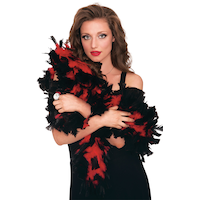 Burlesque Feather Boa, Red/Black, 72-in, Wearable Costume Accessory for Halloween Front_Flat