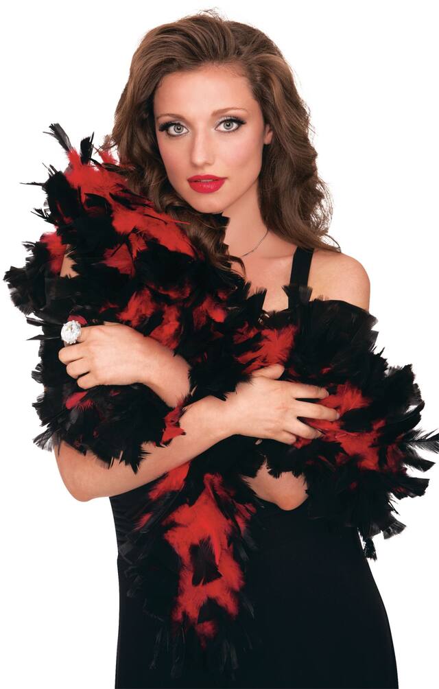 Burlesque Feather Boa, Red/Black, 72-in, Wearable Costume Accessory for Halloween Front_Flat