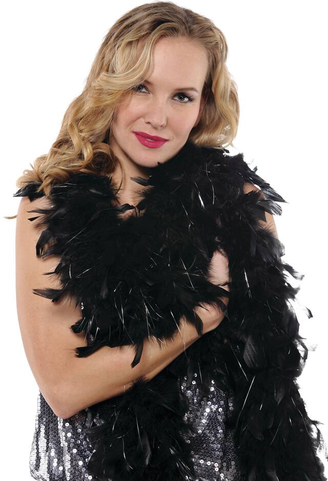 Feather & Tinsel Boa, Black/Silver, 72-in, Wearable Costume Accessory for Halloween Front_Flat