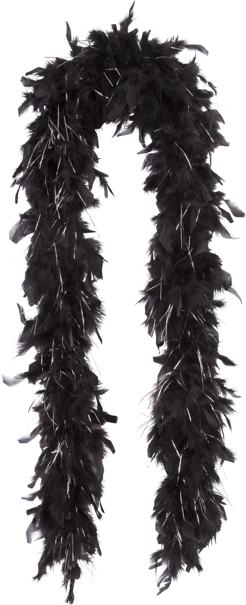 Feather & Tinsel Boa, Black/Silver, 72-in, Wearable Costume Accessory for Halloween Front_Flat