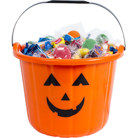 Jack-O'-Lantern Plastic Treat Pail Bucket, Black/Orange, 5-in, for Trick or Treating