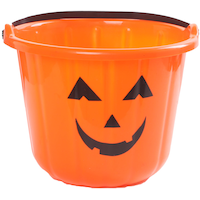 Seau à gâteries en plastique citrouille lanterne, noir/orange, 5 po, pour passer l'Halloween Front_Angled_Right