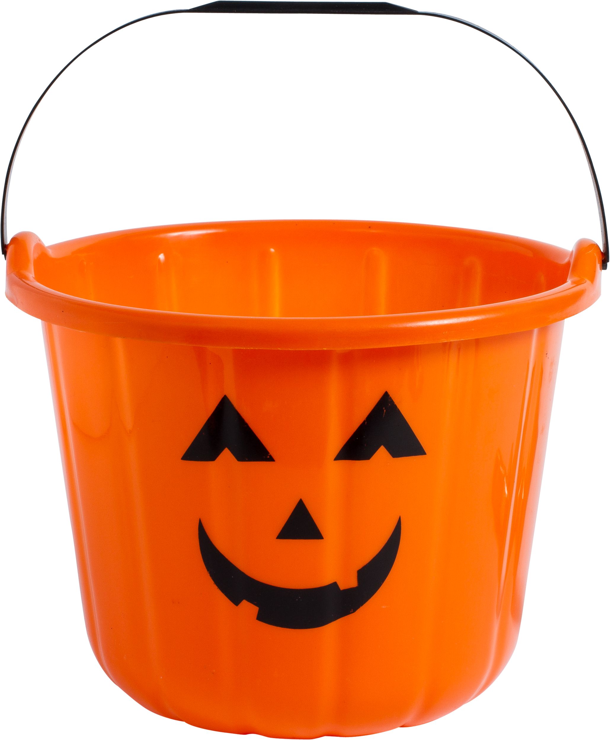 Seau à gâteries en plastique citrouille lanterne, noir/orange, 5 po, pour passer l'Halloween Front_Elevated