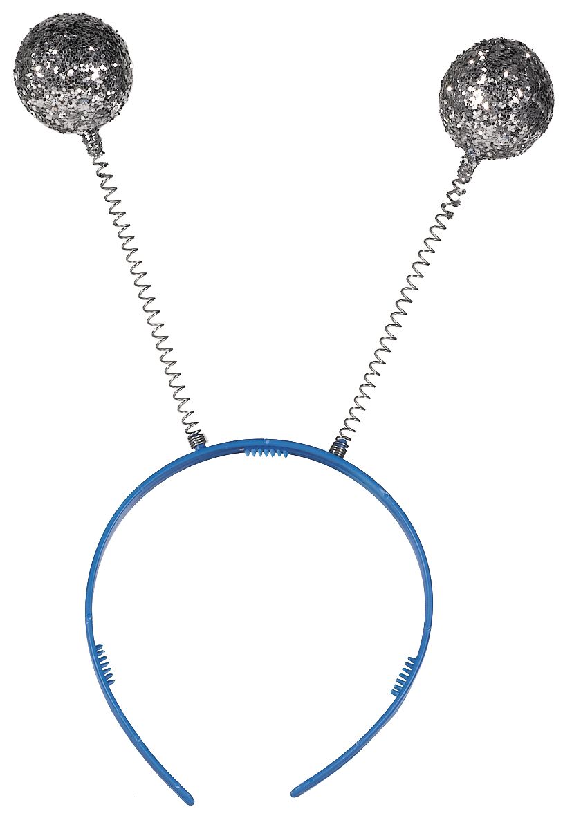 Martian Alien Antennae Head Bopper Headband, Silver, One Size, Wearable Costume Accessory for Halloween Front_Flat