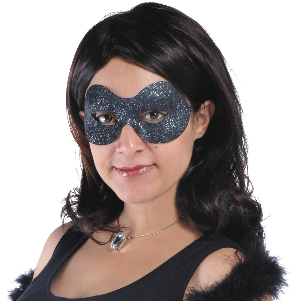 Glitter Black Domino Party Mask Party City