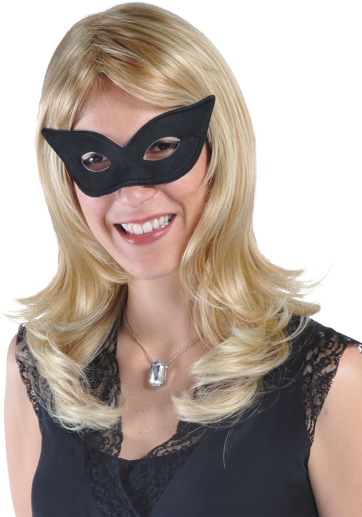 Masque ailé, noir, taille unique, accessoire de costume à porter pour l'Halloween Front_Flat