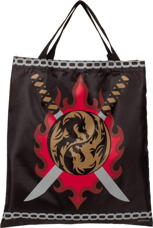 Ninja Treat Bag, Black/Red, 13.5-in, for Trick or Treating Front_Flat