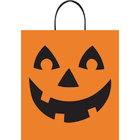 Sac à friandises citrouille lanterne, noir/orange, 14 po, pour passer l'Halloween Front_Flat