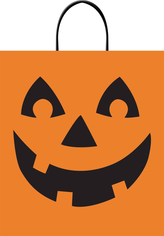 Sac à friandises citrouille lanterne, noir/orange, 14 po, pour passer l'Halloween Front_Flat