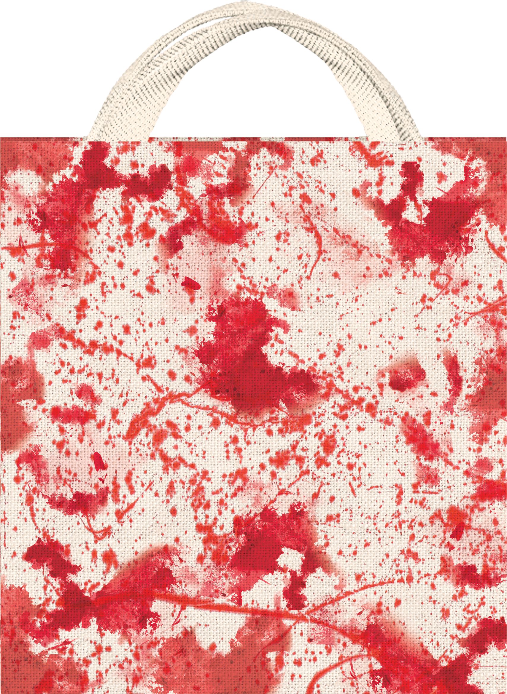 Sac fourre-tout en tissu pour bonbons, éclaboussure de sang rouge, 15 po, pour passer l'Halloween Front_Flat