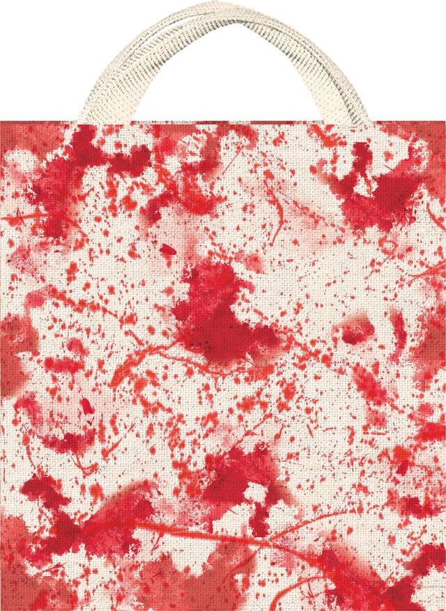 Fabric Treat Tote Bag, Red Blood-Spattered, 15-in, for Trick or Treating Front_Flat