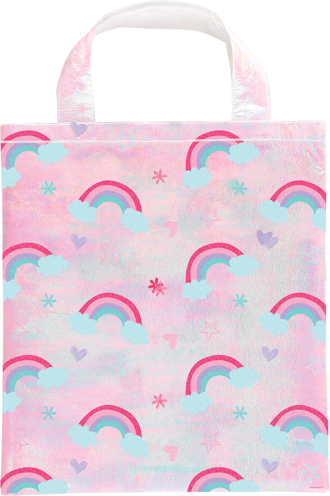 Fabric Treat Tote Bag, Iridescent Pink Rainbow, 15-in, for Trick or ...
