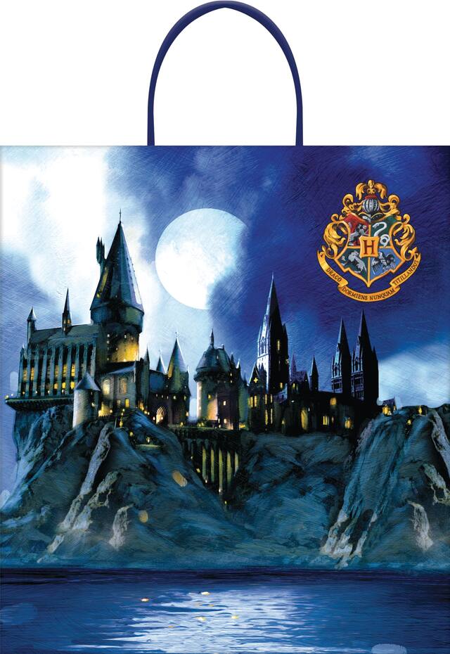 Harry Potter Hogwarts Treat Bag, Blue, 14-in, for Trick or Treating Front_Flat