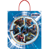 Disney Marvel Avengers Captain Marvel/Iron Man/Thor Plastic Treat Bag, Blue, 14-in, for Trick or Treating Front_Flat