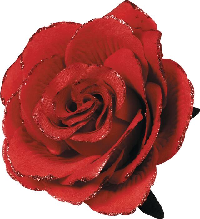 Gothic Red Flower Party Hair Clip Front_Angled_Left