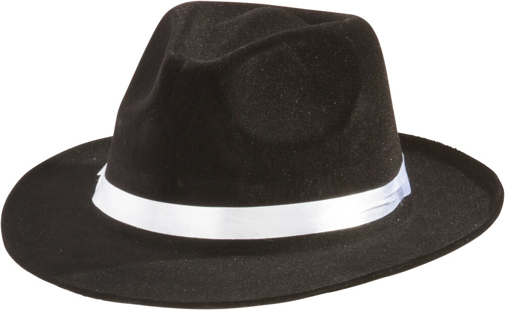 Roaring 20s Mafia Mob Fabric Fedora Hat, Black/White, One Size