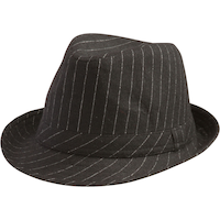 Roaring 20s Mafia Mob Fabric Fedora Hat, Black/White Pinstripe, One Size, Wearable Costume Accessory for Halloween