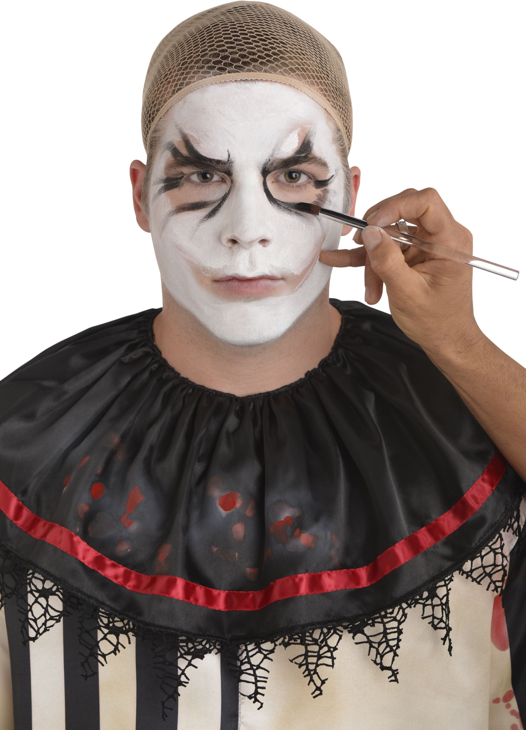 Clown Face Makeup Kit with Sponge & Crayon, Multi-Coloured, One Size, 4-pk, Costume Accessories for Halloween Front_Flat