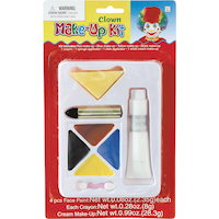 Clown Face Makeup Kit with Sponge & Crayon, Multi-Coloured, One Size, 4-pk, Costume Accessories for Halloween Front_Flat