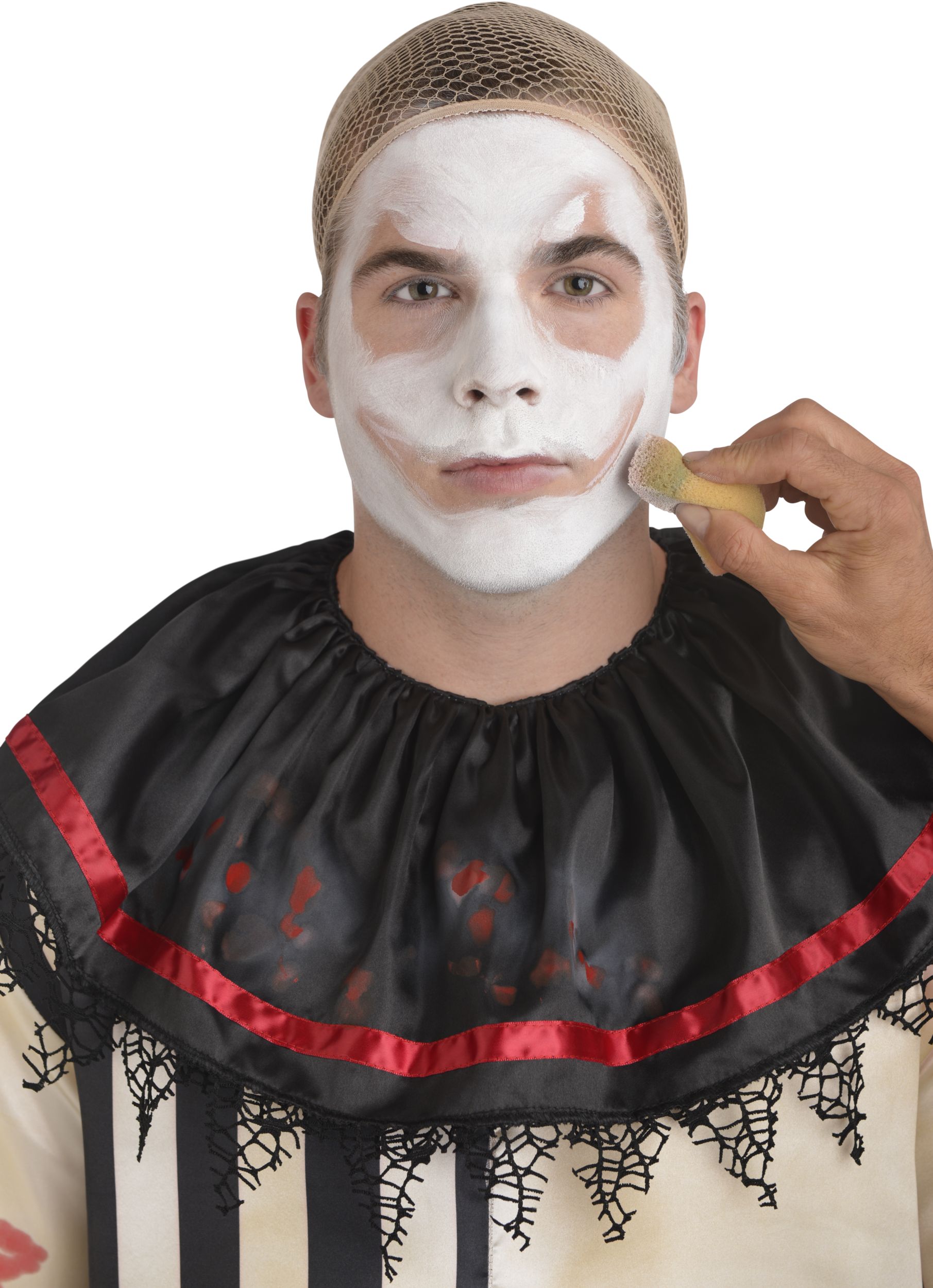 Clown Face Makeup Kit with Sponge & Crayon, Multi-Coloured, One Size, 4-pk, Costume Accessories for Halloween Front_Flat