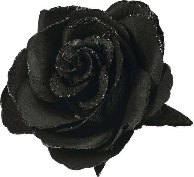 Gothic Black Flower Hair Clip Front_Angled_Left