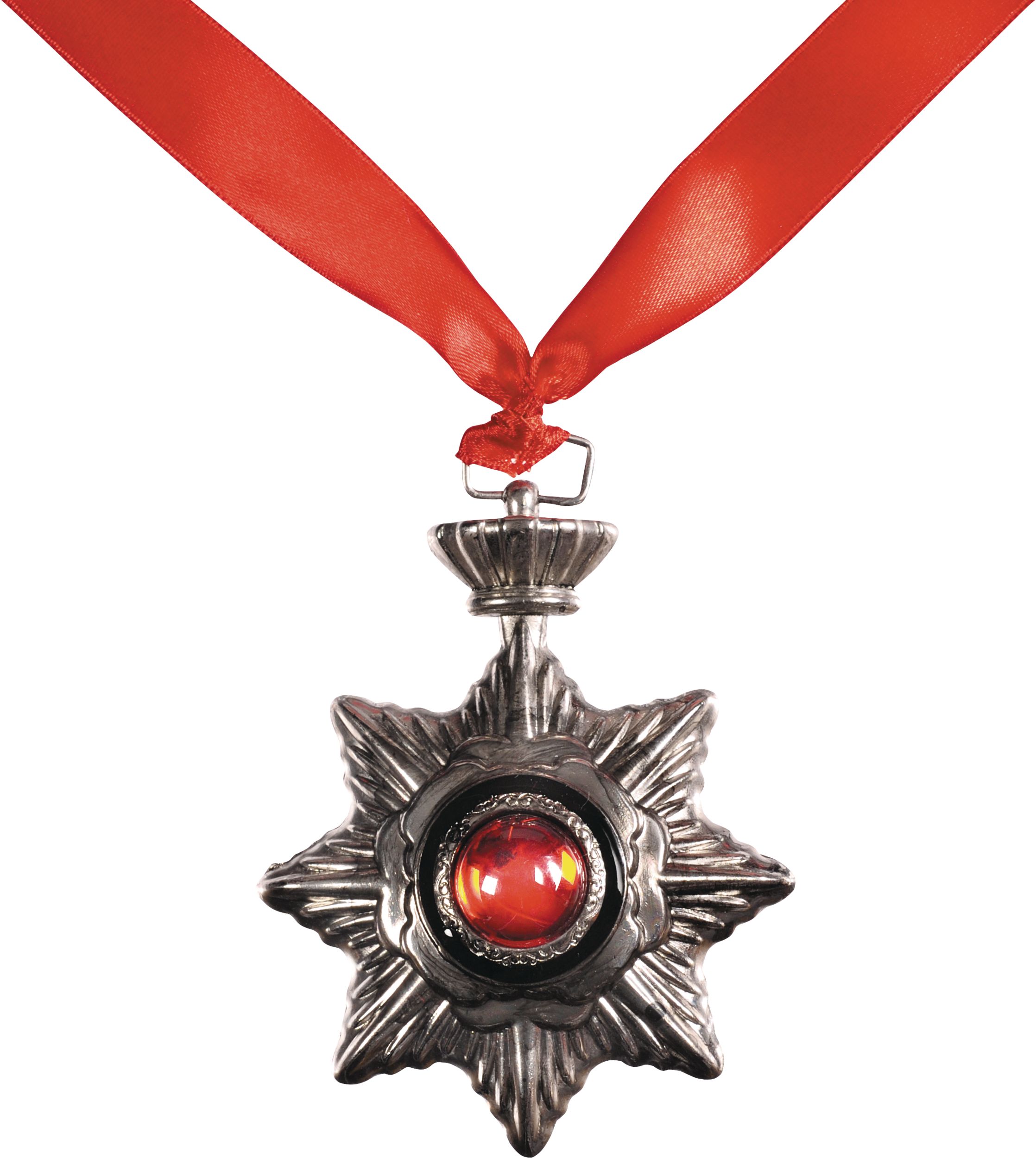 Vampire Star Medallion Necklace, Red/Gold, One Size, Wearable Costume Accessory for Halloween CloseUp