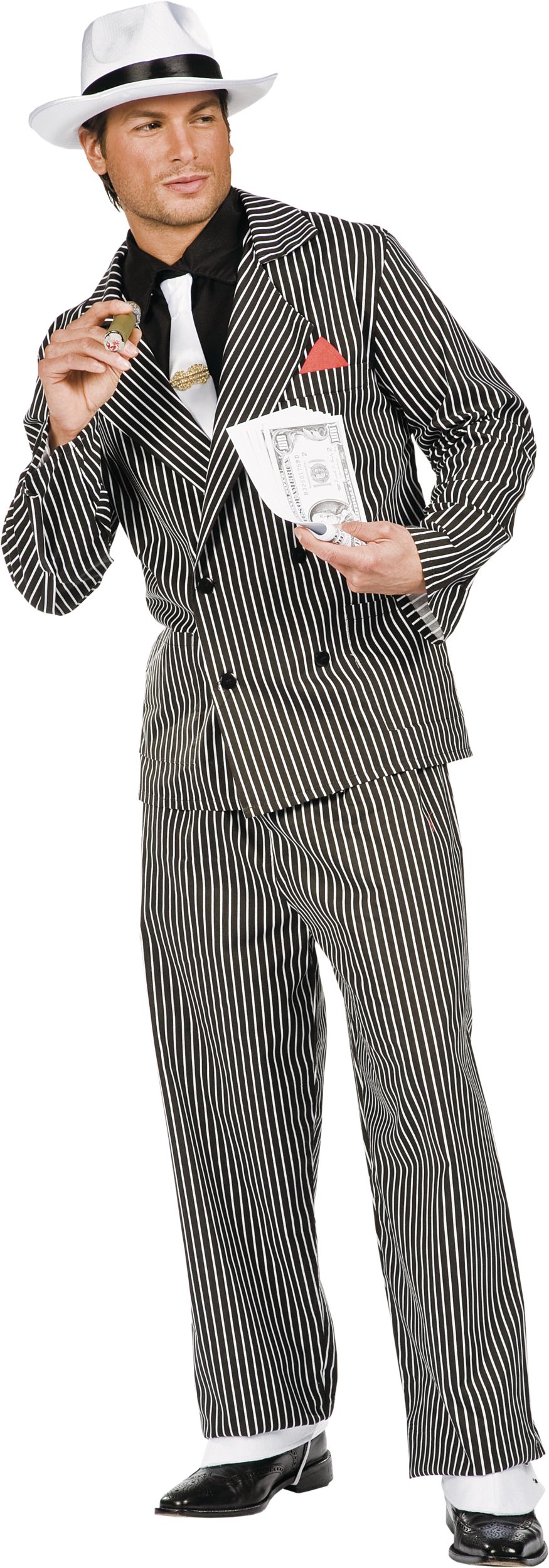 Gangster Mob Hat, White/Black, One Size, Wearable Costume Accessory for Halloween Composite_or_Mixed