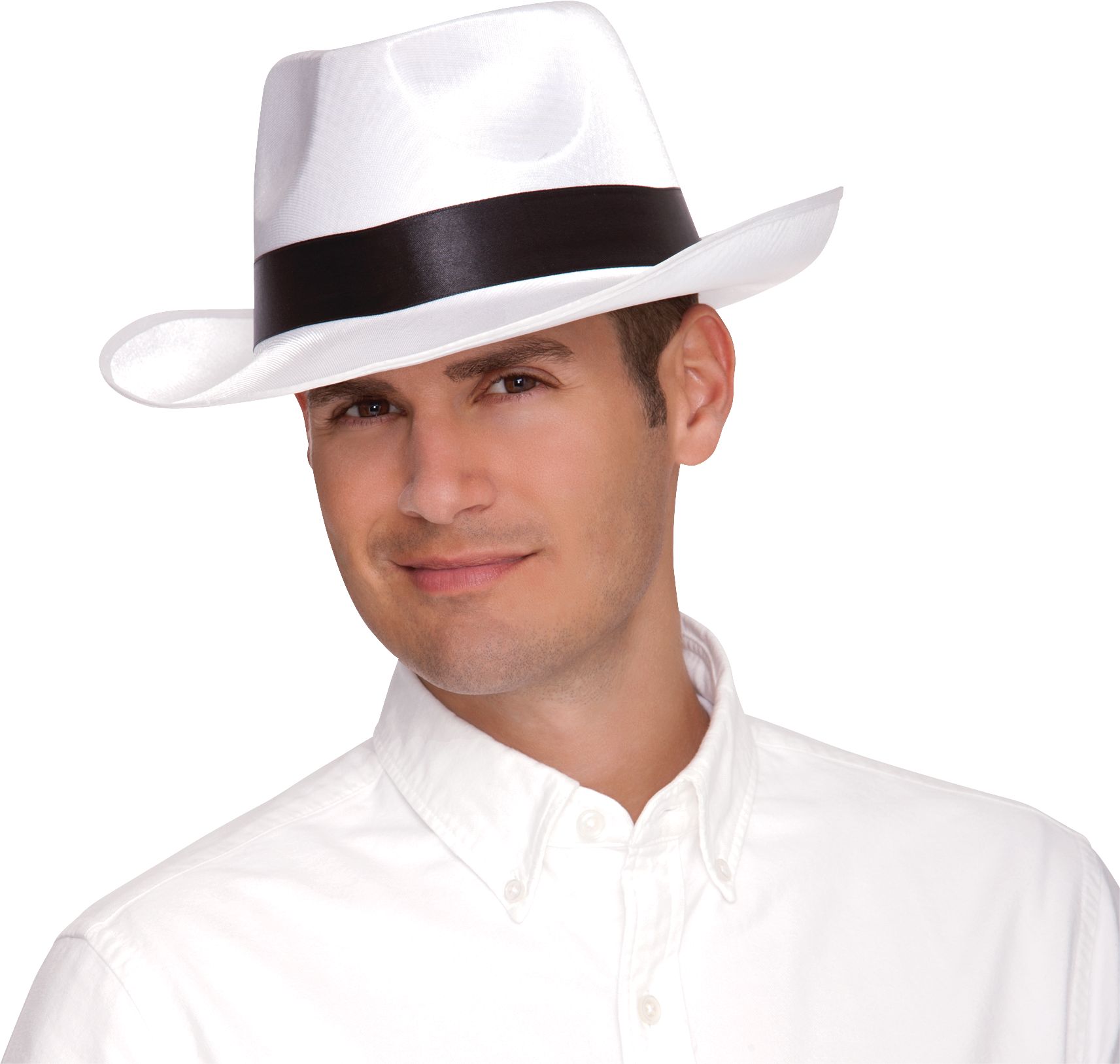 Gangster Mob Hat, White/Black, One Size, Wearable Costume Accessory for Halloween Front_Angled_Left